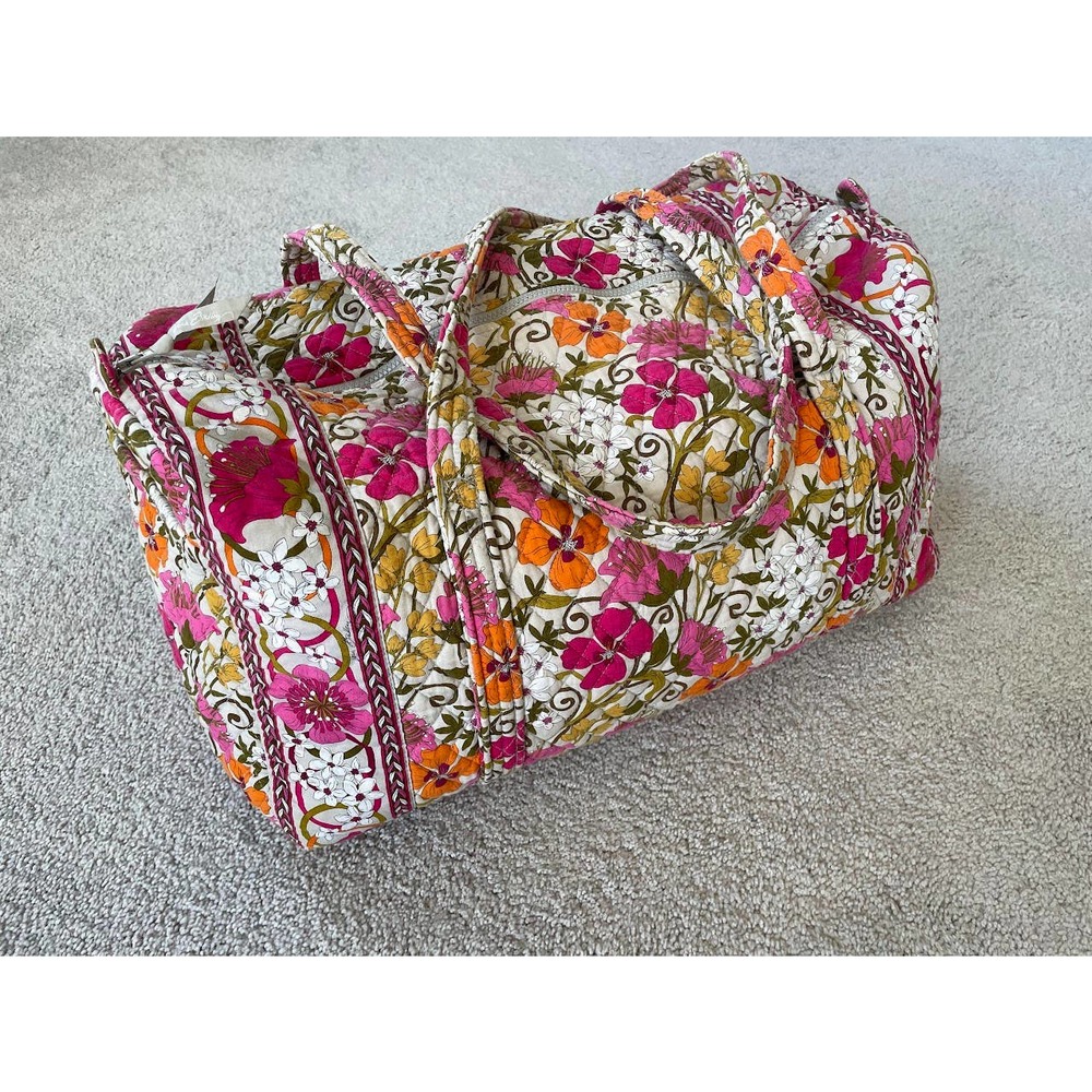 Vera Bradley Large Pink Yellow Orange Floral Weekend Duffle